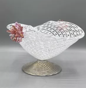 Centrotavola Barovier & Toso Murano Bianco Laticino Macchie Oro Rosa Ricciolo - Foto 1 di 20