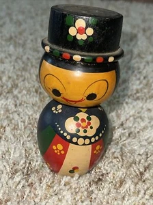 Vintage Japanese Wooden Kokeshi Dolls Bobble Head Nodder 4.5” Hand Painted - Picture 1 of 9