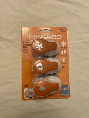 New 2015 Fiskars Snowflake/Feet/Leaf Lever Punch Set  - Image 1 of 2
