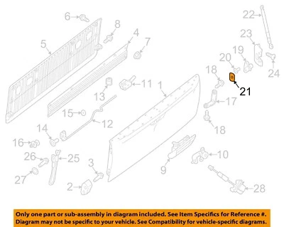 Nissan OEM 2016 TITAN XD Pick Up Box Puerta Trasera-Cuña Pivote 93454ZH00B Foto 1 de 2