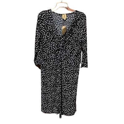 Vestido Kasper para mujer nudo frontal lunares blanco y negro poliéster/elastano talla L Foto 1 de 4