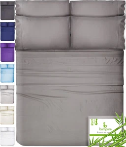 6 Pcs California King Sheet Sets - 100% Pure Viscose Derived from Bamboo Sheets - Picture 1 of 12