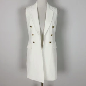 Y2K 90s INC Ivory Longline Vest Blazer Style Gold Buttons Size Small Women's - Picture 1 of 4