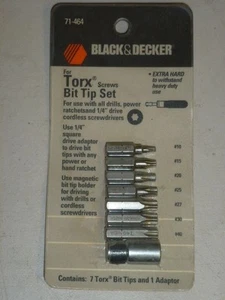 ¡De nuevo de lote antiguo! JUEGO DE PUNTAS DE BITS TORX Black & Decker, #71-464, #10-#40 - Imagen 1 de 2