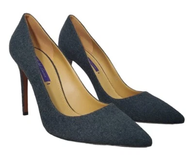 Zapatos de salón Ralph Lauren etiqueta púrpura Celia 39,5 B gris lana 4" tacones (EE. UU. appx 8,5) Foto 1 de 4