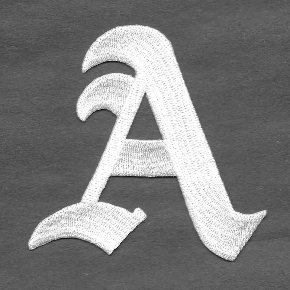 3" Fancy White Old English Alphabet Letter A Embroidered Patch - Image 1 of 1