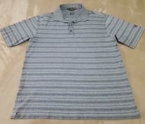 Tiger Woods mens polo golf shirt mens MEDIUM Gray stripe short sleeve - Picture 1 of 5