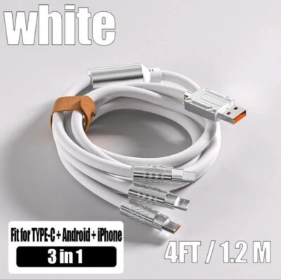CAVO DI RICARICA CELLULARE 6A 120W TIPO TYPE C IPHONE MICRO USB CAVETTO 3 IN 1 - Immagine 1 di 4