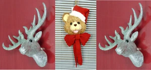 Weihnachtsdeko 3er Set – 1x Teddy Türkranz + 2x Hirschkopf-Kranz Wihnachkranz - Bild 1 von 3