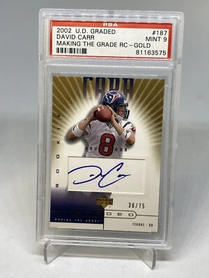 2002 DAVID CARR UD GRADED AUTOGRAPH ROOKIE  #38/75  PSA  9 GOLD  RC AUTO RARE - Image 1 of 4