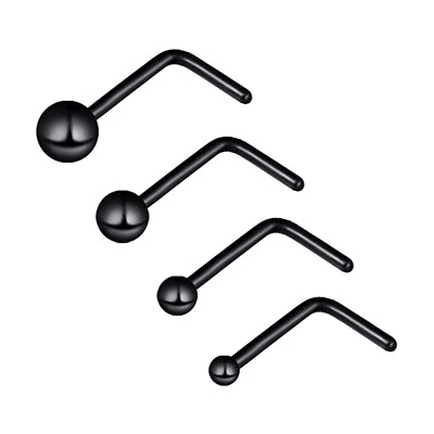 4 peças piercing de nariz em forma de L parafuso prisioneiro de aço cirúrgico bola top nariz minúsculo 20G - Imagem 1 de 4