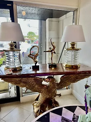 Antique Gilded Bronze Federal American Eagle Console Table Marble Top New York - Image 1 of 4