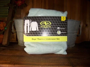 ATHLETIC WORKS BOYS THERMAL UNDERWEAR SET SIZE MEDIUM 8 LIGHT GREEN LONG SLEEVE - Picture 1 of 1