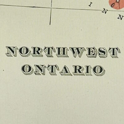 "Antiguo mapa del noroeste de Ontario 1901 Canadá original 14"" X 22""" Foto 1 de 4