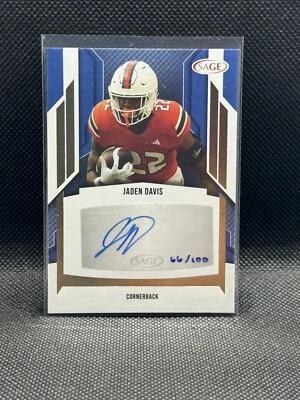 2024 Sage Football Gold Foil Auto /100 Jaden Davis #A-JD2 Arizona Cardinals - Image 1 of 2