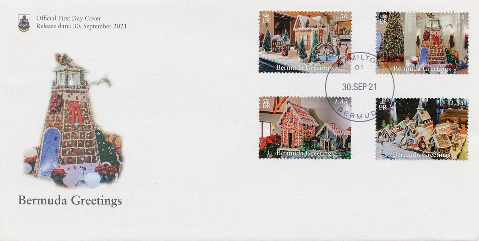Bermuda 2021 FDC Christmas Stamps Xmas Greetings Festive Scenes 4v Set - Image 1 of 1