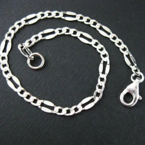 Collar de plata de ley - Elegante cadena Figaro - Hecho en Italia (7-36") Todos los tamaños - Imagen 1 de 1