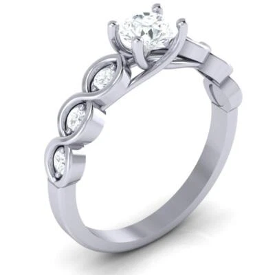 I1 G 0.90 Ct Solitaire Engagement Natural Diamond Ring 14K Solid Gold Prong Set - Image 1 of 4