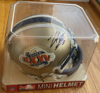 2001 Playoff Absolute Memorabilia Mini-Helmet Trent Dilfer AUTO Super Bowl /100 - Image 1 of 4