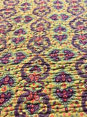 Soft Surroundings Cotton Boho Paisley Floral Flower Printed Quilt 70”x90” Flaw - Image 1 of 4
