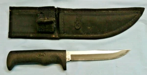 CASE XX BLACK RUBBER FIXED BLADE LT2 FINN HUNTING KNIFE W/ NYLON SHEATH - Picture 1 of 6