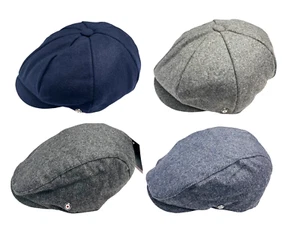 Men's Adults Ben Sherman Herringbone Flat Caps & Baker Boy Hats Grey Navy Blue - Picture 1 of 11