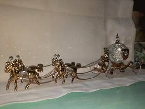 Kristallkutsche mit 4 Pferden, Cinderellakutsche Prinzessin Kutsche Mit Kutscher - Bild 1 von 24