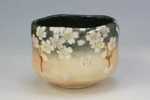 Kyo Kiyomizu yaki ware Japanese matcha bowl Raku yaki Yoi Cherry Night Japan - Picture 1 of 1