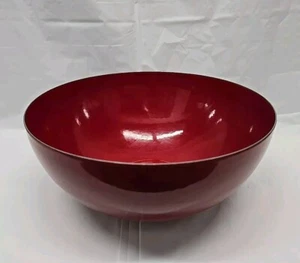 Mid Century Finnish Enamel Bowl by Kaj Franck for Finel  1960s Dark Red 9×4 Inch - Picture 1 of 23
