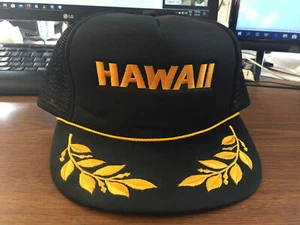Vintage Hawaii Black Snap Back Baseball Trucker Cap - Picture 1 of 6