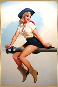 Marilyn Monroe Cowgirl on Cannon Exclusive Original Pin Up Poster Art Print 238 - Picture 1 of 3