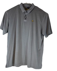 Jack Nicklaus Men's Performance Golf Polo Shirt White /Grey  Striped Bear Logo L - Picture 1 of 8