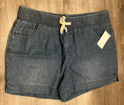 Pantalones Cortos de Denim Westbound Petites Misses Pull-On Elástico con Cordón, Azul Talla PL Foto 1 de 4