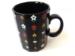 Otagiri Black Mugs Cups With Dot Flowers Thin Gold Detail 4" Tall Japan - Picture 1 of 8