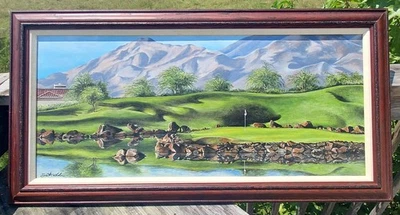 Оригинальная картина для гольфа PGA West. 16 «x 36» акрил на холсте картина. в рамке - Изображение 1 из 4
