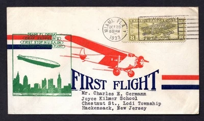 US 1933 CENTURY OF PROGRESS ZEPPELIN PART CHICAGO FLIGHT & FIRST FLIGHT - Image 1 of 2