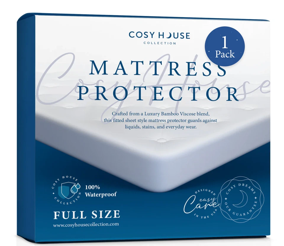 Protector de colchón de bambú de lujo Cosy House Collection - 100 % impermeable - completo Foto 1 de 1