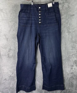 Pantalón vaquero Crew ’96 talla 33 lavado oscuro pierna ancha tiro alto jeans botón mosca - Imagen 1 de 14