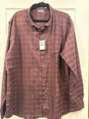 Camisa de vestir para hombre Van Heusen con botones XXL roja a rayas manga larga Foto 1 de 4
