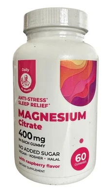 Gomitas de citrato de magnesio sin azúcar apoya la salud cardiovascular suministro de 2 meses Foto 1 de 4