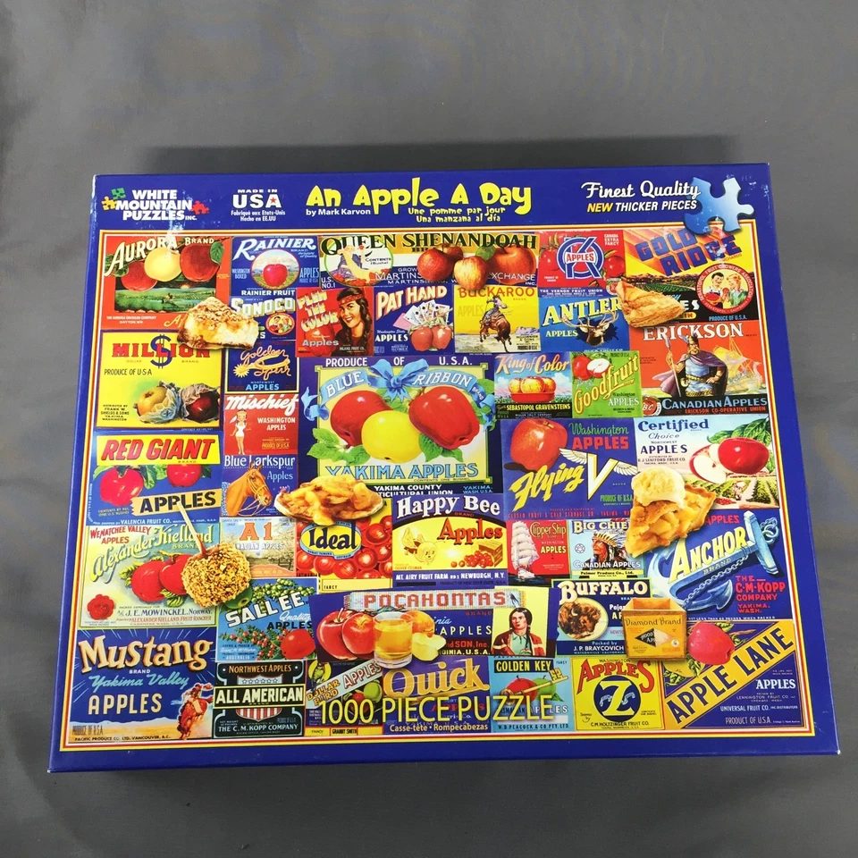 RARE! White Mountain Puzzles "An Apple A Day" 1000 Pc Jigsaw Puzzle - Complete - Image 1 of 4