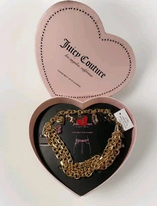 Cinturón de cadena dorada Juicy Couture con dijes nuevo en caja de regalo talla L XL - Imagen 1 de 8