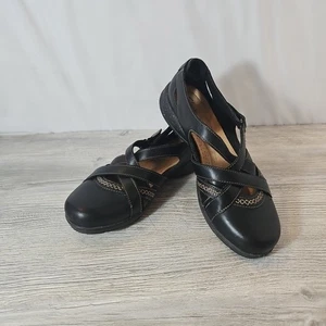 Clarks Women's Collection Roseville Step Mary Jane Flats Shoes Black Size 10 EUC - Picture 1 of 11