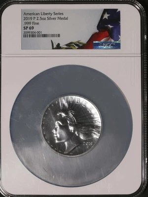 2019 NGC SP69 2.5oz Silver Liberty Medal .999 Fine - Image 1 of 3