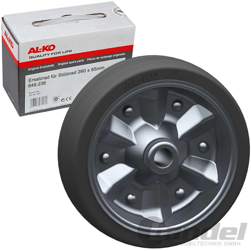 AL-KO Ersatzrad 649238 - 260x65mm Vollgummi 800kg für ALKO Stützrad 1 366 155