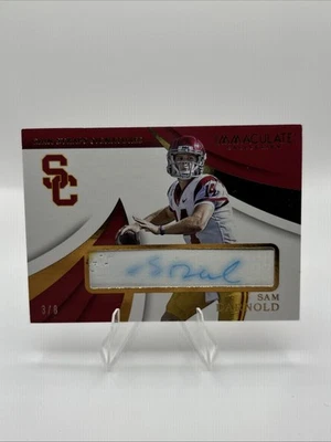 Sam Darnold 2018 Immaculate Collegiate Chin Straps Auto Player Worn! 3/8 USC - Image 1 of 4
