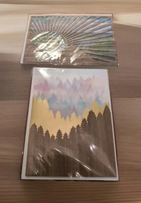 2 Cards Papyrus High Quality All Occasion Blank Laser Cut Wooden Mountain Forest - Image 1 of 4