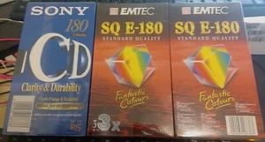 2 - EMTEC SQ E-180 Standard Quality VHS Tapes & 1 - Sony CD 180 VHS Tape - Picture 1 of 2