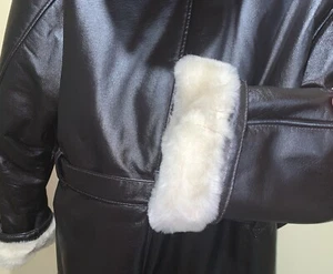 Large WILSONS LEATHER Full Zip Sherpa Lined Jacket Coat With Hood Women's  L - Picture 1 of 13