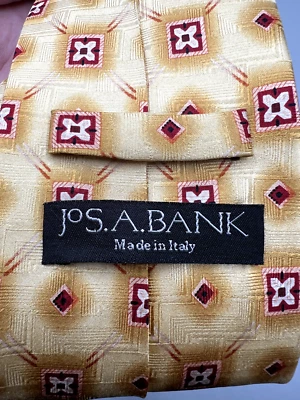 Jos. A. Bank Italy Men's 100% Silk Tie Geometric Yellow Made in Italy - Image 1 of 4